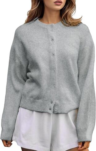 Yimoon Womens Cardigan Sweaters Button Down Chunky Knit Sweater Long Sleeve Soft Fall Winter Cropped Cardigans in Saudi Arabia