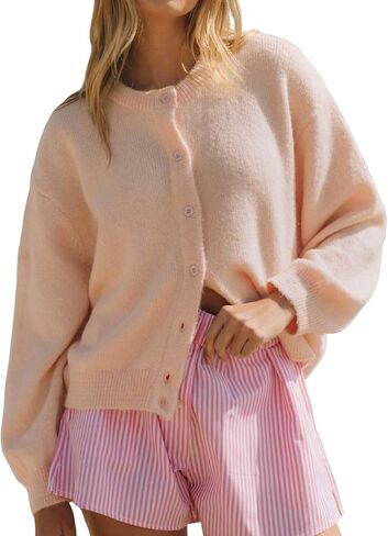 Yimoon Womens Cardigan Sweaters Button Down Chunky Knit Sweater Long Sleeve Soft Fall Winter Cropped Cardigans in Saudi Arabia