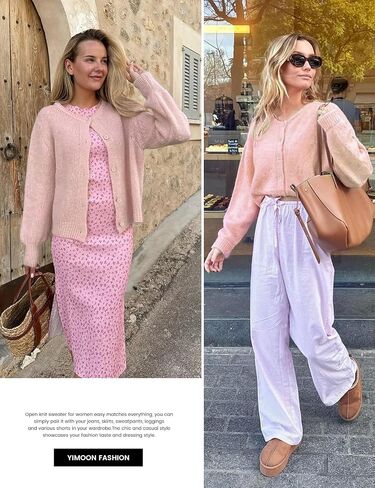 Yimoon Womens Cardigan Sweaters Button Down Chunky Knit Sweater Long Sleeve Soft Fall Winter Cropped Cardigans in Saudi Arabia