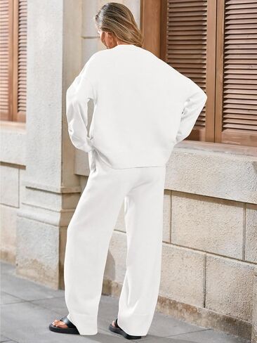 Tankaneo Womens 2 Piece Sweater Sets Oversized Tie Front Cardigan Elastic Waist Pants 2025 Matching Loungewear in Saudi Arabia