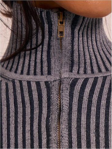 MakeMeChic Women's Y2K Cropped Sweater Cardigans Striped Zip Up Cardigan High Neck Fall Sweaters Crop Tops in Saudi Arabia