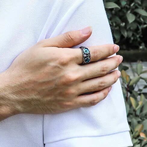 Owl Gem Eye Stainless Steel Ring – Unique Wisdom-Inspired Jewelry with Sparkling Gemstone Eyes for Men and Women in Saudi Arabia