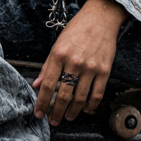 3Pcs Black Mens Rings Stainless Steels Fidget Ring Men Classic Vintage Men's Rings Artificial Black Stone Rings Men Cool Rotatable Mens Wedding Ring in Saudi Arabia