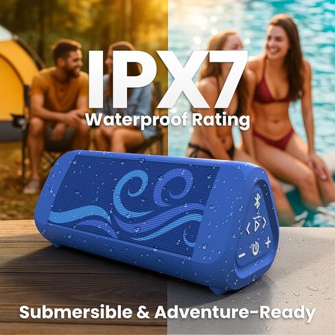 OontZ Cylinder Portable Bluetooth Speaker 5.0 - IPX7 Waterproof, 14W Enhanced Sound, 20-Hr Battery, 100ft Wireless Range, Deep Bass and Clear Audio, Durable Shower Speaker for Pool or Beach (Black) in Kuwait