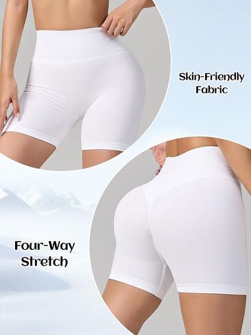 Women High-Waisted Workout Stretchy Sports Shorts for Gym Yoga Running Fitness Exercise(White,Small) in Saudi Arabia