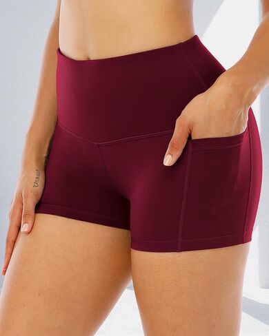 Spandex Yoga Shorts with Pockets for Women Workout Booty Athletic Volleyball Shorts in Saudi Arabia