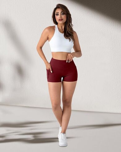 Spandex Yoga Shorts with Pockets for Women Workout Booty Athletic Volleyball Shorts in Saudi Arabia
