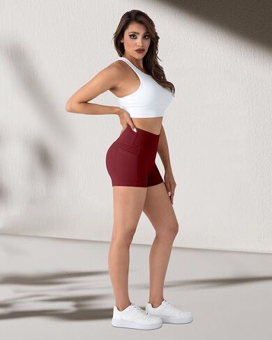 Spandex Yoga Shorts with Pockets for Women Workout Booty Athletic Volleyball Shorts in Saudi Arabia
