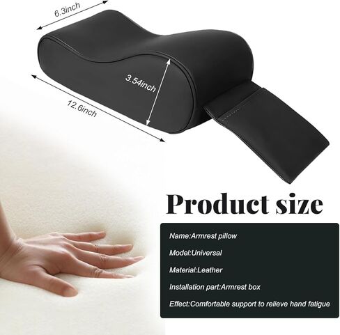 Car Center Console Cover, Soft Memory Foam Auto Arm Rest Pillow with Phone Holder Storage Bag, Waterproof Leather Armrest Seat Box Protector Comfy Cushion Pad for Most Cars (Black) in Kuwait