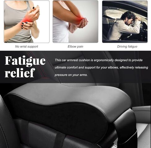 Car Center Console Cover, Soft Memory Foam Auto Arm Rest Pillow with Phone Holder Storage Bag, Waterproof Leather Armrest Seat Box Protector Comfy Cushion Pad for Most Cars (Black) in Kuwait