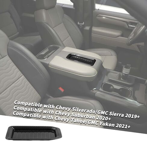 إطار تخزين مسند ذراع وحدة التحكم المركزية من Jimen متوافق مع Chevy Silverado/GMC Sierra 2019+، مناسب لسيارة Chevy Suburban 2020+، مناسب لسيارة Chevy Tahoe/GMC Yukon 2021+ (ألياف الكربون) in Kuwait