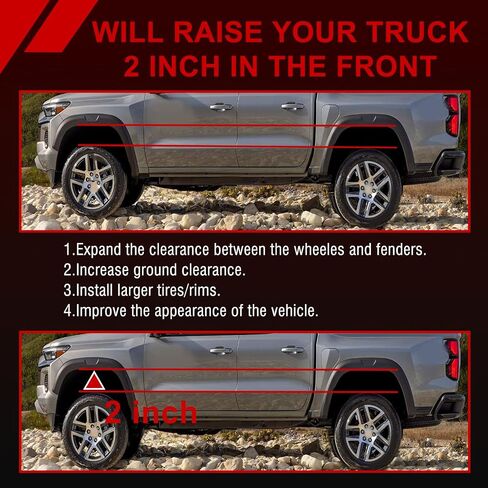 2" Leveling Lift Kit Compatible with Dodge Ram 1500 4WD 2009-2024 | Dakota 2WD/4WD 2005-2011 | Raider 2WD/4WD 2006-2009 | No Drill Bolt-On Installation | Fits 33" Tires | 09DH-2F in Saudi Arabia