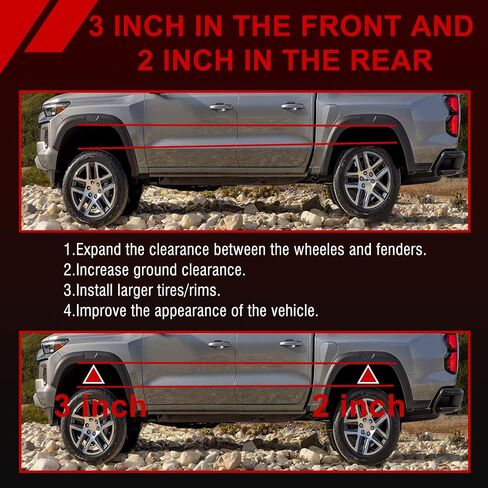 3" Front 2" Rear Leveling Lift Kit Compatible with Dodge Ram 1500 2009-2025 4WD/2WD | No Drill Bolt-On Installation | Fits 35" Tires | Powder Coated Steel | 06DG-3F-2R in Saudi Arabia