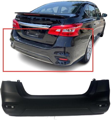 FitParts Compatible With Rear Bumper Cover 2016 2017 2018 Nissan Sentra S SL SV FE+S FE+SV Sedan 16 17 18. New, Primed and Ready for Paint. W/o Parking Aid Sensor Holes. 850223YU0J in Saudi Arabia