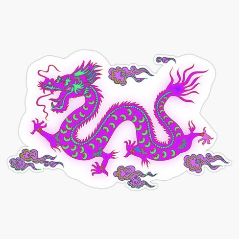 Day-Glow Neon Chinese Dragon Sticker Vinyl Waterproof Sticker Decal Car Laptop Wall Window Bumper Sticker 5" in Saudi Arabia