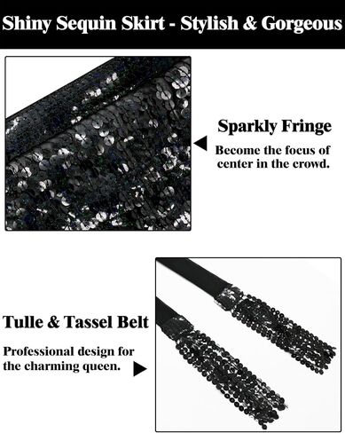 Sequin Skirt Sparkly Skirt Belly Dance Skirt Glitter Skirt Rave Sparkle Skirt Sequin Tassel Skirt Fringe Hip Scarf Women in Saudi Arabia