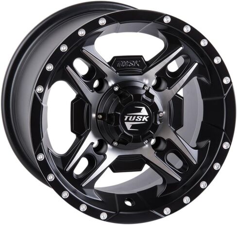 4/110 Tusk Beartooth Wheel 12x7 5.0 + 2.0 Machined/Black For Kawasaki BRUTE FORCE 750 4x4i 2005-2022,2024 in Saudi Arabia