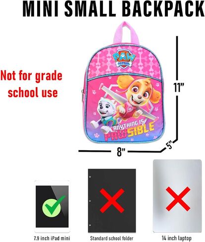 Paw Patrol Backpack for Girls ~ 3 Pc Bundle With Premium 11" Skye Mini School Bag for Toddlers with Stickers and Tattoos School Supplies in Saudi Arabia