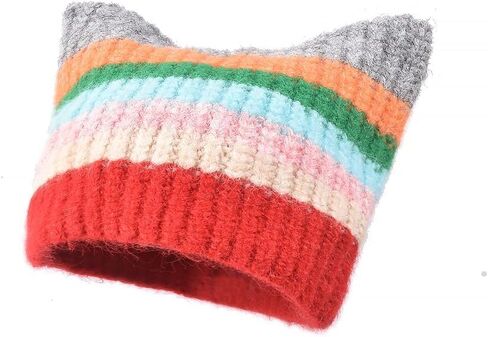 المرأة Y2k الكروشيه قبعة القط القبعات خمر الشتاء لطيف مترهل الملونة بيني الجرونج ايمو المشهد الملحقات in Kuwait