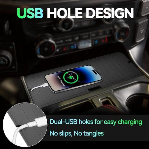 Upgraded Center Console Organizer for 2021–2025 Ford F-150 & 2022–2024 F-150 Lightning XLT with USB Hole – Hidden Storage Tray for Front Shifter Pocket | Keeps Your Console Clean & Organized in Kuwait