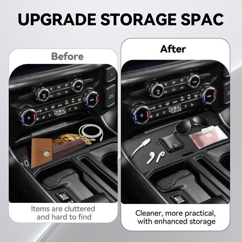 Upgraded Center Console Organizer for 2021–2025 Ford F-150 & 2022–2024 F-150 Lightning XLT with USB Hole – Hidden Storage Tray for Front Shifter Pocket | Keeps Your Console Clean & Organized in Kuwait