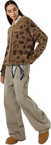 Bakyarder Leopard Printed Cardigan for Women, Vintage Button-Up Sweater, Y2K Drop Shoulder Knit Cardigan Streetwear in Kuwait