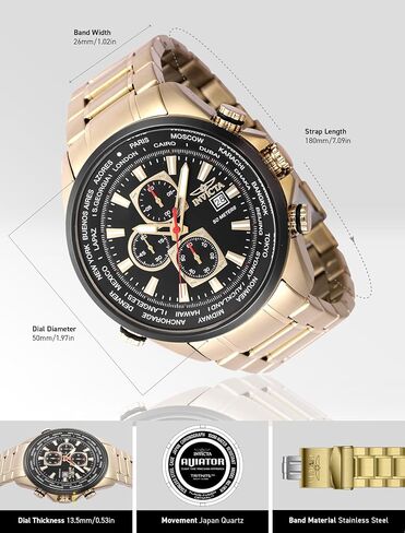 Invicta Men's Analog Quartz Watch with Stainless Steel Strap 47819, Gold, Modern in Saudi Arabia