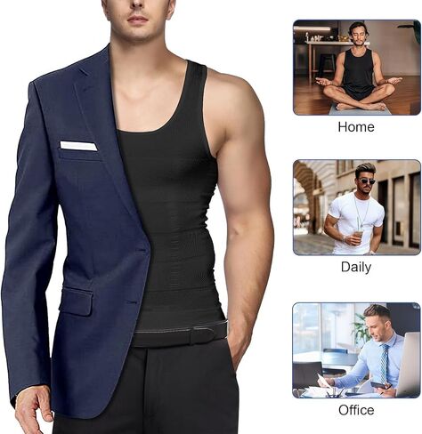 Men's Body Shaper Slimming Shirt Tummy Vest Compression Base Layer Slim Muscle Tank Top Shapewear in Saudi Arabia