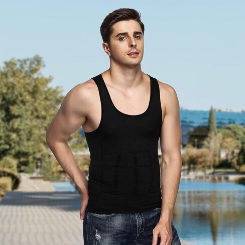 Men's Body Shaper Slimming Shirt Tummy Vest Compression Base Layer Slim Muscle Tank Top Shapewear in Saudi Arabia