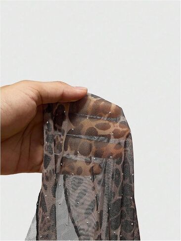 SweatyRocks Women's Leopard Mesh Halter Tops Y2K Sparkly Asymmetrical Flowy Going Out Top in Saudi Arabia