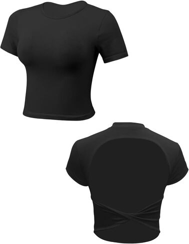 Ladies' Round-Neck Backless Short-Sleeved Fitness Yoga Vest in Saudi Arabia