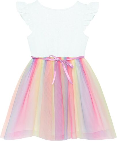 Rainbow Girl Tutu Dress Tulle Princess Girls Dresses Sleeveless Wedding Birthday Party Gift Gown Children's Garden 3-7T in Saudi Arabia