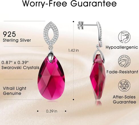Created with Swarovski® Crystals, GONA JEWELRY 925 Sterling Silver Earrings, White Gold Plated, Earrings for Women, Gift for Women, Birthday, Anniversary, Christmas, Valentine's Day in Saudi Arabia