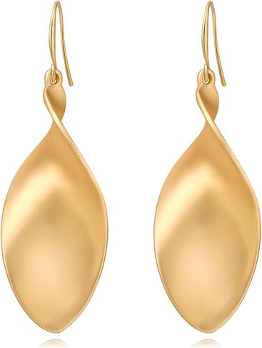 Gold Earrings for Women 14k Gold Plated Twisted Dangle Long Minimalist Earrings for Women Gift in Saudi Arabia