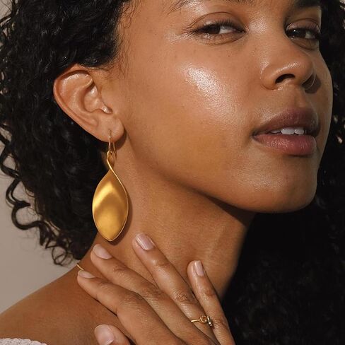 Gold Earrings for Women 14k Gold Plated Twisted Dangle Long Minimalist Earrings for Women Gift in Saudi Arabia
