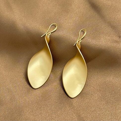Gold Earrings for Women 14k Gold Plated Twisted Dangle Long Minimalist Earrings for Women Gift in Saudi Arabia