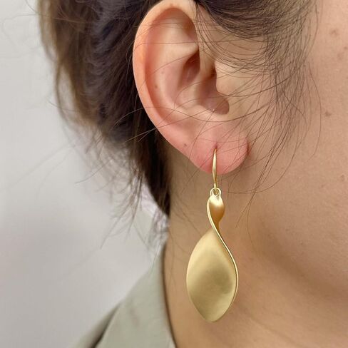 Gold Earrings for Women 14k Gold Plated Twisted Dangle Long Minimalist Earrings for Women Gift in Saudi Arabia