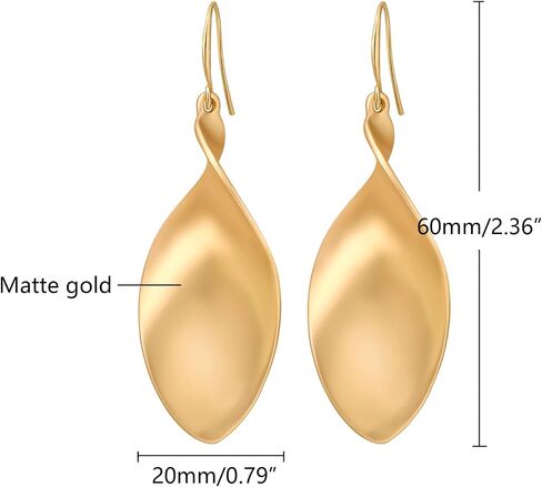 Gold Earrings for Women 14k Gold Plated Twisted Dangle Long Minimalist Earrings for Women Gift in Saudi Arabia