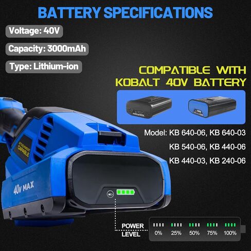 استبدال بطارية 3Ah لـ Kobalt 40V Max متوافق مع KM 2041B-06 KPM 1040A-03 KM-1640-06 KM1940-07 أدوات كهربائية لاسلكية بطاريات ليثيوم أيون قابلة لإعادة الشحن in Saudi Arabia