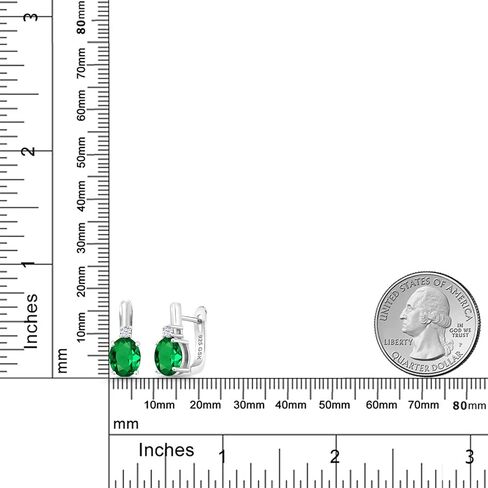 Gem Stone King 925 Sterling Silver Green Nano Emerald Earrings For Women (4.70 Cttw, Gemstone May Birthstone, Oval 9X7MM) in Saudi Arabia