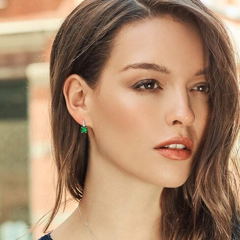 Gem Stone King 925 Sterling Silver Green Nano Emerald Earrings For Women (4.70 Cttw, Gemstone May Birthstone, Oval 9X7MM) in Saudi Arabia