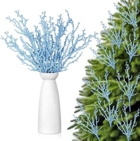Giegxin 6 Pcs Snowy Branches Tree Picks 16 Inch Artificial Christmas Tree Branches Picks White Christmas Greenery Stems Frosted Tree Branches Twigs Stems for Xmas Tree Wreaths Home Table Decor in Saudi Arabia