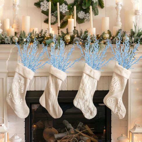 Giegxin 6 Pcs Snowy Branches Tree Picks 16 Inch Artificial Christmas Tree Branches Picks White Christmas Greenery Stems Frosted Tree Branches Twigs Stems for Xmas Tree Wreaths Home Table Decor in Saudi Arabia