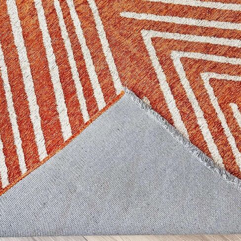 سجاد Alfa Rich 3x5 هندسي محروق برتقالي أوف وايت قابل للغسل لغرفة المعيشة وغرفة النوم in Kuwait