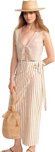 Gottex Beach Life Resort Natural Sleeveless Crop Top Vest with Front Tie Closure for Women, Stylish and Versatile Summer Wear in Saudi Arabia