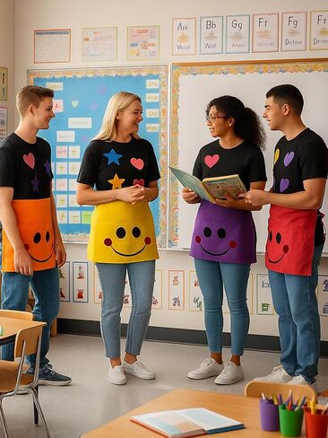 Mepase 6sets/66pcs Halloween Book Character Costumes for Teacher Group Halloween Costume Have You Filled a Bucket Today Included Aprons and Self Adhesive Felt Heart for Classroom DIY Cosplay Role Play in Saudi Arabia