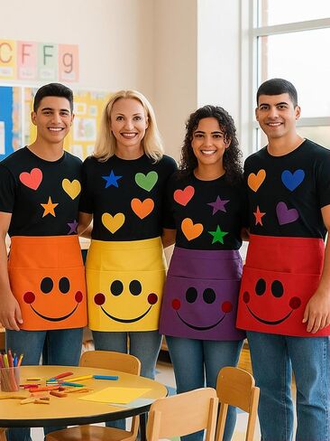 Mepase 6sets/66pcs Halloween Book Character Costumes for Teacher Group Halloween Costume Have You Filled a Bucket Today Included Aprons and Self Adhesive Felt Heart for Classroom DIY Cosplay Role Play in Saudi Arabia