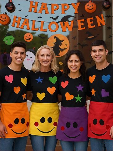 Mepase 6sets/66pcs Halloween Book Character Costumes for Teacher Group Halloween Costume Have You Filled a Bucket Today Included Aprons and Self Adhesive Felt Heart for Classroom DIY Cosplay Role Play in Saudi Arabia
