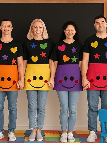 Mepase 6sets/66pcs Halloween Book Character Costumes for Teacher Group Halloween Costume Have You Filled a Bucket Today Included Aprons and Self Adhesive Felt Heart for Classroom DIY Cosplay Role Play in Saudi Arabia