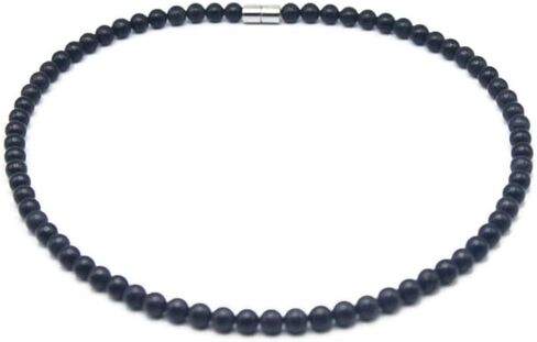 Black Shungite Necklace for Men/Women Energy Protection Jewelry Black Choker Necklace 6mm Beads 17 inches Made in USA in Kuwait
